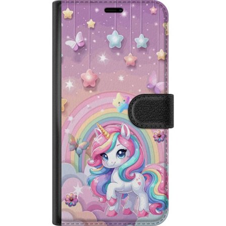 Kompatibel Tegnebogsetui til OnePlus 13R Magisk enhjørning med regnbue manke, stjerner og sommerfugle mod en pastelfarvet himmel med skyer
