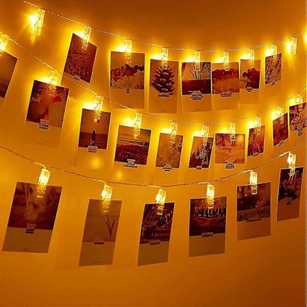 Fairy Lights med Fotoclips, 8 Ljuslägen Fotoclips Ljuskedjor USB/Batteridrivna Foto Ljuskedja för Rum, Sovrum, Pi