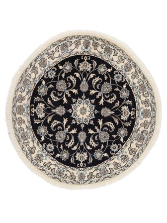 Nain Matta Ø 141 Rund Svart/Beige Ull, Persien