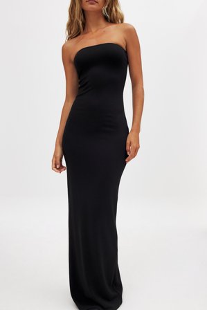 NA-KD Basic - Maxitubekjole i jersey - Stroppeløs kjoler - Svart - XL