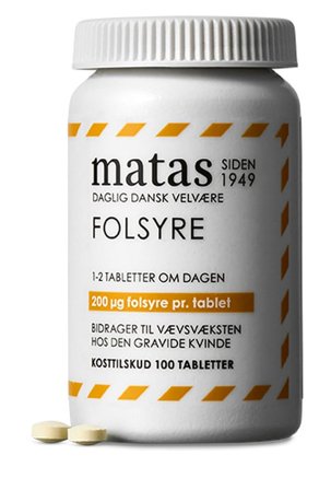 Matas Striber Folsyre 200 mcg 100 tabl., Helse & Madvarer, Vitaminer, Vitaminer Til Gravide