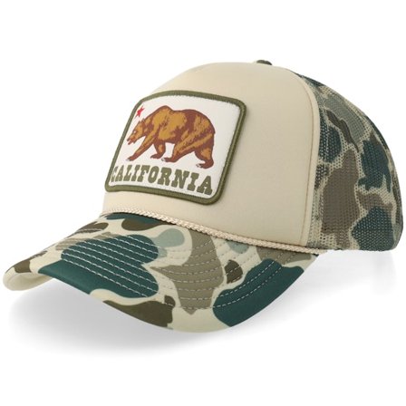 American Needle - Beige trucker Cappellino - Mallard Foamy California Sand/Camo A-Frame Trucker @ Hatstore