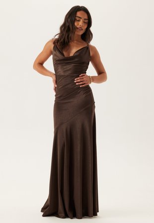 Goddiva-Satin Cowl Neck Maxi Dress-XS (UK8)