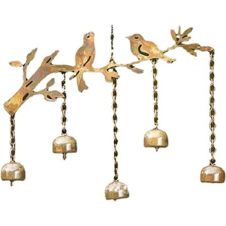 Tuulihelmi Rauta Taide Linnut Oksalla Kellot Tuulikello Ripustus Koriste Puutarhaan Pihalle Terassille