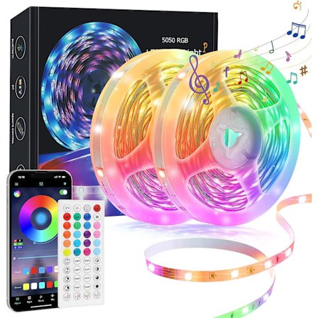 Farveskiftende LED-lyslist med IR-fjernbetjening 20m