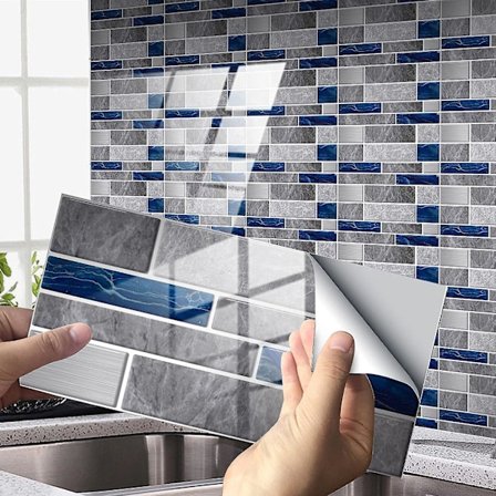 24 st Kakeldekor för Kök och Badrum, 10 X 20 Cm Självhäftande Vattentäta Väggdekaler Metro Kakel Tapet E