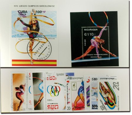 Rytmisk sport gymnastik 2 miniark og 9 frimærker