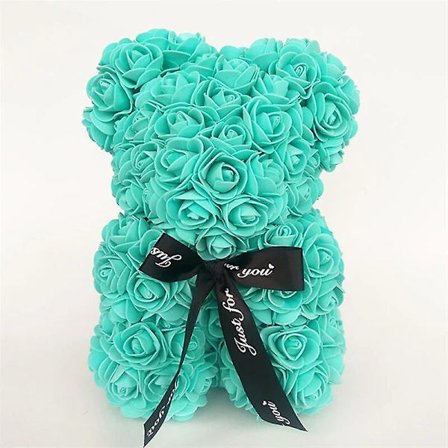Valentinsdag Gave 25cm Rose Teddy Bear Fra Blomsterbjørn Med Blomster Rød Rosebjørn