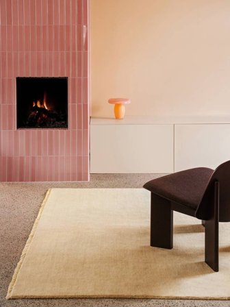 Wool Rug Handloom Fringes Dusty Yellow