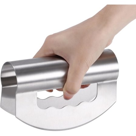 Salathakker med beskyttelsesdæksel, håndholdte hakkeknive i rustfrit stål med dobbeltblad til salat og grøntsager, nem