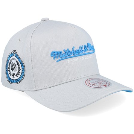 Mitchell & Ness - Pinscript Grey Blue Pro Crown Grey A-Frame Adjustable Adjustable Grey Cap - @ Hatstore