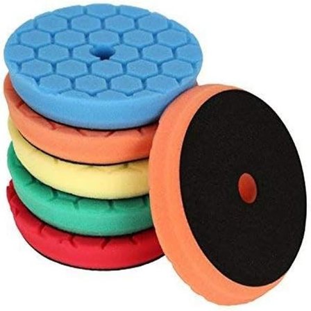 Kiillotussieni, setti, SPTA 5 osaa 150 mm kuusikulmainen looginen kiillotuslaikka Sienikiillotussarja auton hiontaan Kiillotus 125 mm RO/DA -