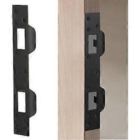 /EA/Oven korjauslevy, raskas kaksoisreikäinen metallilukituslevy oven turvallisuuden parantamiseen (musta)