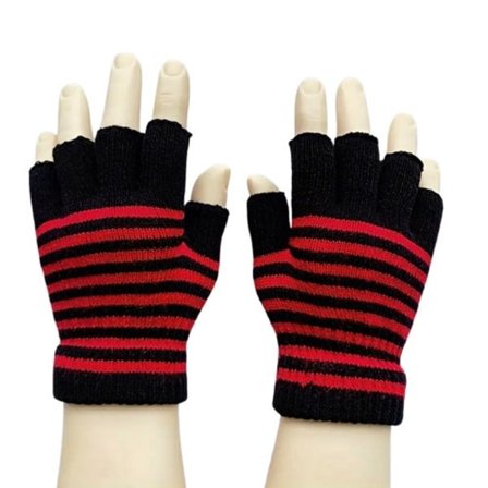 Torgvantar, korta & fingerlösa - Randiga - Röd