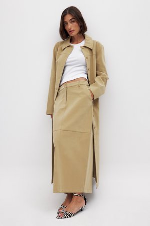 Josefine HJ x NA-KD Faux Suede Midi Skirt - Mellemlange nederdele - Beige - EU 36