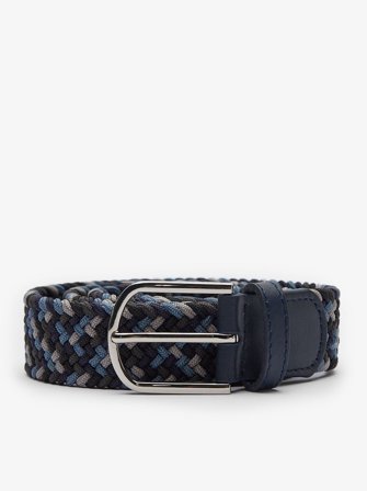 John Henric Men's Blue & Grey Braided Belt Size 110