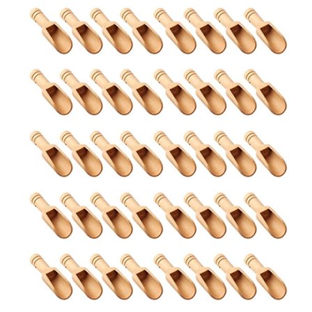 40 stk. Mini Træskeer, Mini Badesalt Skeer, Træ Slik Skeer, Vaskemiddel Skeer og Skeer Sæt