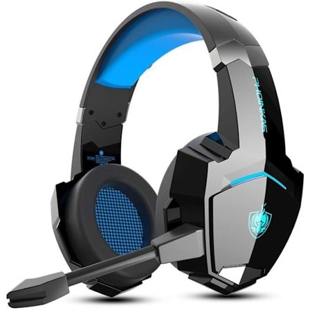 PS4-headset med tråd, trådbundet spelheadset med brusreducerande mikrofon, trådlöst LED-headset med Bluetooth (blått)