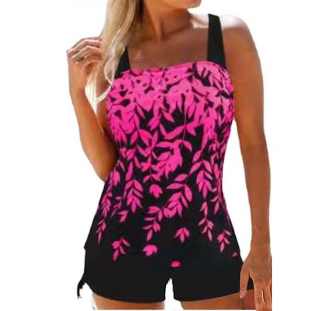 Dame Badetøj Tankini Badedragt Toppe Shorts Sæt Plus Størrelse