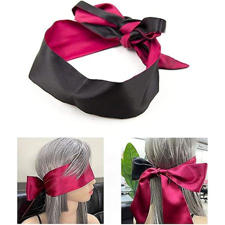1 st satin ögonbindel mjuk silke ögonbindel sova ögonmask sova ögonbindel för sovande spel (svart röd)