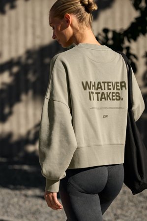 Essence Oversized Crew Print Stone Wash Green