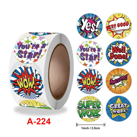 500 kpl / Roll Teacher Reward Motivaatiotarrakoulu