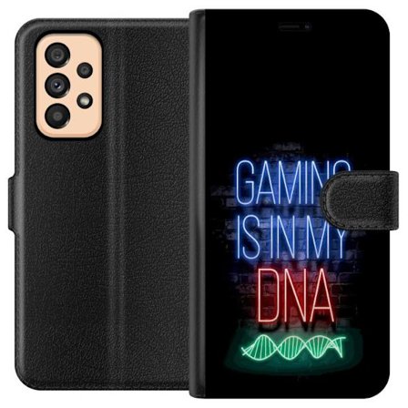 Yhteensopiva Lompakkokotelo Samsung Galaxy A53 5G Viktor Gyökeresin muotokuva vihreässä paidassa, jossa on leijonamotiivi ja intensiivinen vihreä tunn