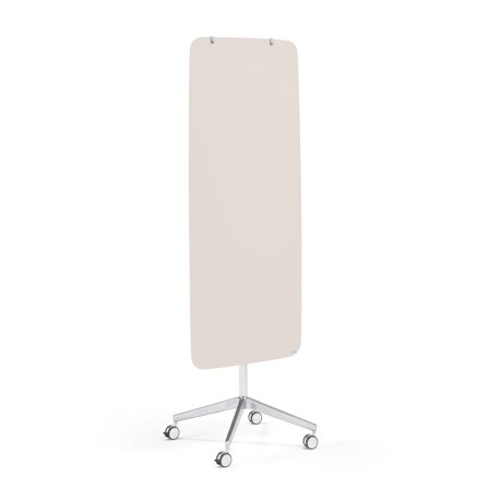 Mobile Glasschreibtafel STELLA gerundet, hellgrau