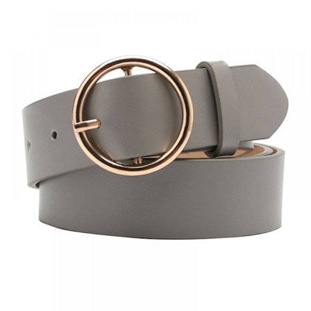 Färg: Grå Populärt Dam Bälte Rund Spänne Casual Enkelt Mångsidigt Dam Jeans Tillbehör Bälte Dam