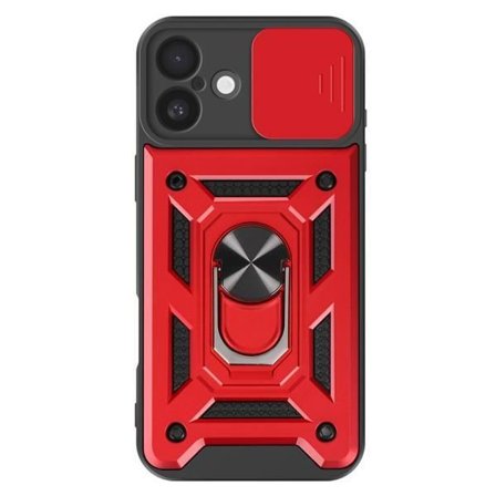 Coque til iPhone 16 - Mayaxess - Rød - Stødabsorberende - Skydelås til Kamera - Støtte Ring