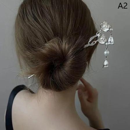 Vintage-tyyliset Hanfu-hiustikut Naiset Metallikukka Hiusharukka Ha Silver