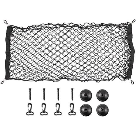 Nylonförvaringsnät 90 x 40 cm Elastiskt bagagenät bakre bagageutrymmesorganisatör skyddsnät för bil van lastbil SUV med 4 krokar V7075
