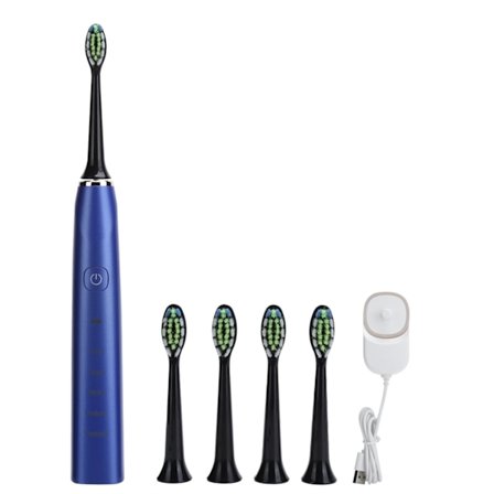 Ultralyd elektrisk tannbørste med USB trådløs lading, automatisk 5 moduser, blå