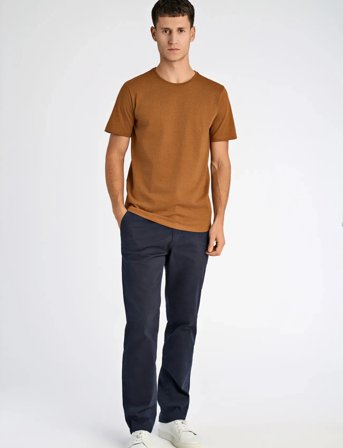 Lindbergh Mouliné O-Neck Tee S/S - Brown - S
