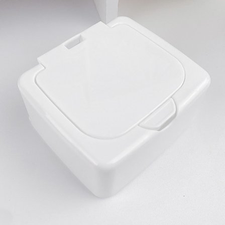 e Plastic Button Desktop Opbevaringsboks Smykke Organizer Case Wit