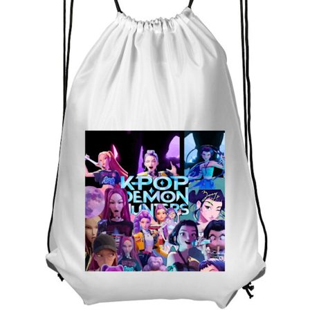 Gymbag for barn | Komfortabel og praktisk KPop Demon Hunters anime-stil mørk design hvit