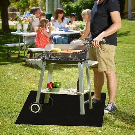 Brandsäker Matta Utomhus Gräsmatta Patio BBQ Brandsäker Matta Svart Kvadrat Skyddande Matta (M)