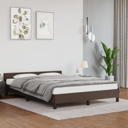 Vidaxl Sängram Med Huvudgavel Brun 140x190 Cm Konstläder Brun