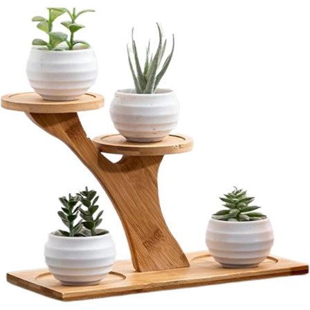 Moderne Vintage Træ Plantestand med Flere Hylder Opbevaringsmøbler til Stue Soveværelse Studie Altan eller til Blomsterpotter og Stueplanter