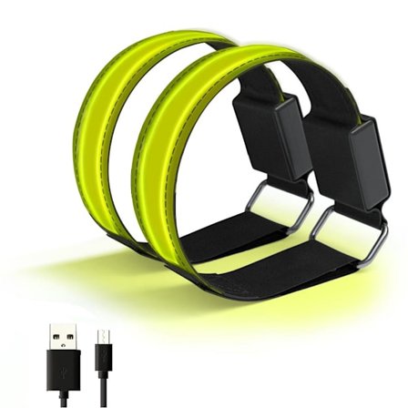 2 LED Armbånd USB Genopladelig Reflekterende Justerbar Sikkerhedslys Bånd til Udendørs Jogging Løb Cykling