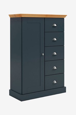 Loft24 - Motala Kommode med 1 dør 5 skuffer - Hvit - Skap - Fra Homeroom