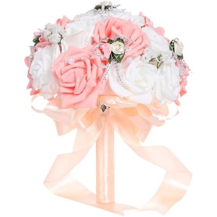 Brudebuket med kunstige blomster til bryllup - 1 stk. - Brudebuket med falske blomster i PE-skum - Håndbuket
