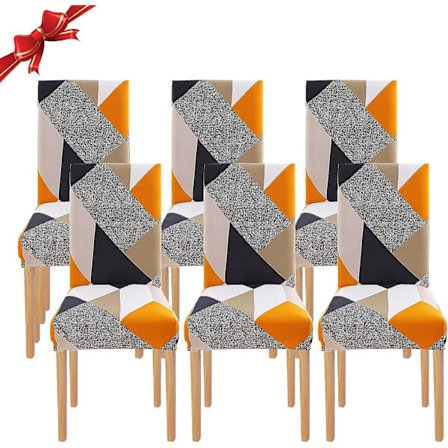 6-pack stretchiga stolskydd, universellt tvättbart, enkelt rengöringsskydd för hotellrestaurang matsal inredning, geometri