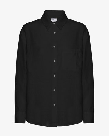 Linen Oversized Shirt - Deep Black M