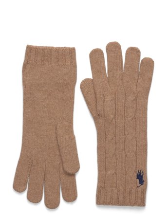 Cable-Knit Wool-Cashmere Gloves Beige Polo Ralph Lauren