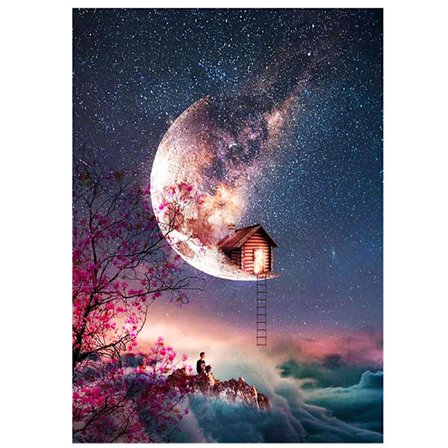 5D timanttimaalaus Unelmakuu Elävä huone Makuuhuoneen sisustus Di