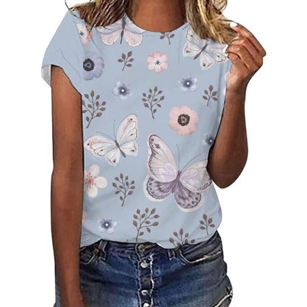 Kortärmade Kvinnor T-shirts Med Rund Hals