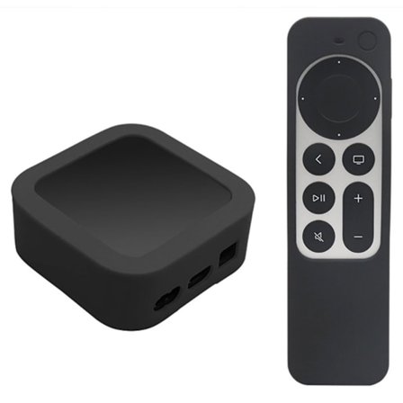 2 stk / sæt Apple TV 4K (2021) set top box + fjernbetjening silikone cover - Sort