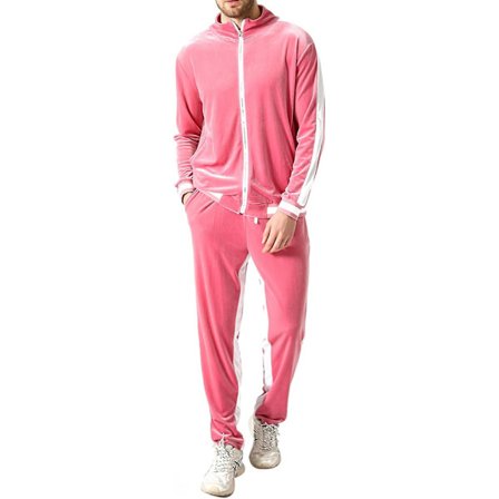 Velours Joggingdragt til Mænd, Afslappet Jakke & Bukser Træningssæt