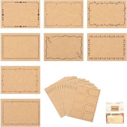 Itseliimautuvat kirjoitettavat etiketit - 8 erilaista tarraa per arkki - 20 tarraa